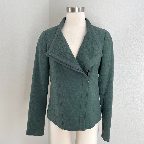 Vince Womens Small Textured Green Zip Up Jacket Cotton Blend - Picture 1 of 11